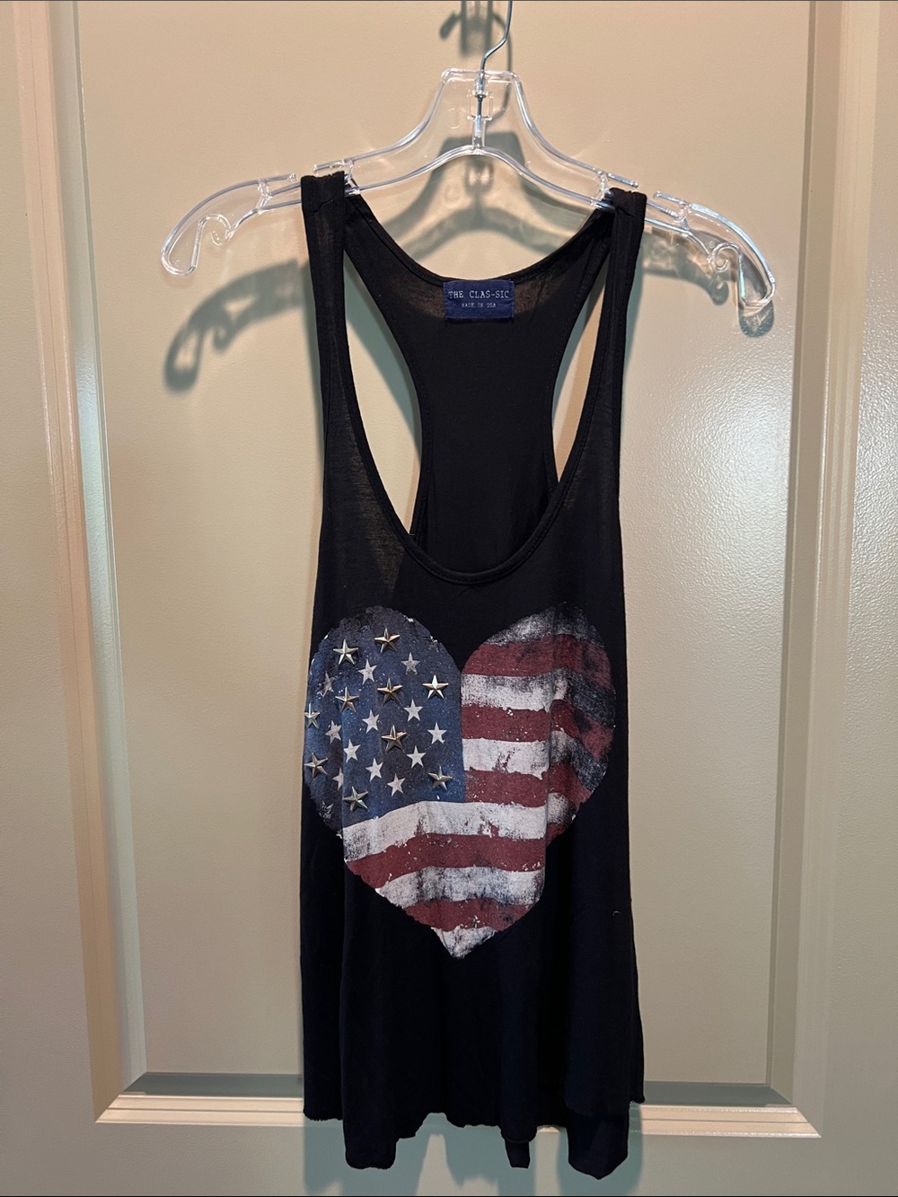 The Classic Black Tank with Distressed American Heart